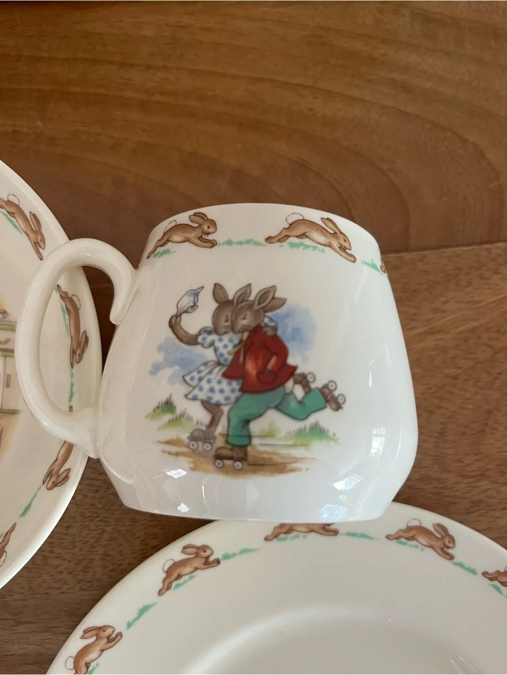 Vintage bunnykins royal doulton 4 piece whimsical rabbit cottagecore set